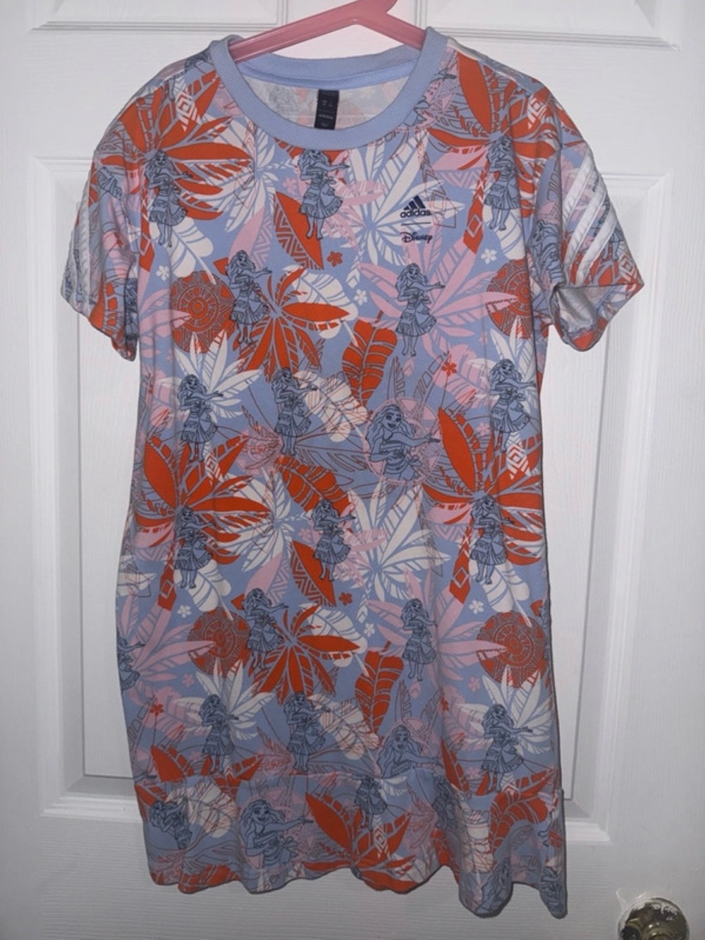 adidas Girls Lavender Dress with Orange & Cream Leaf Print